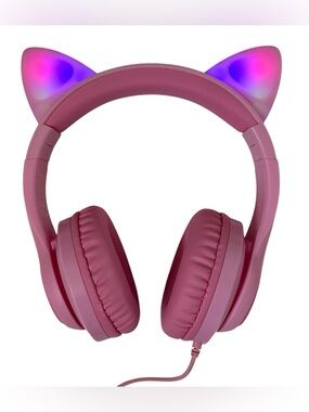 LIGHT UP CAT EAR HEADPHONES WIRED OVER EAR KID’S